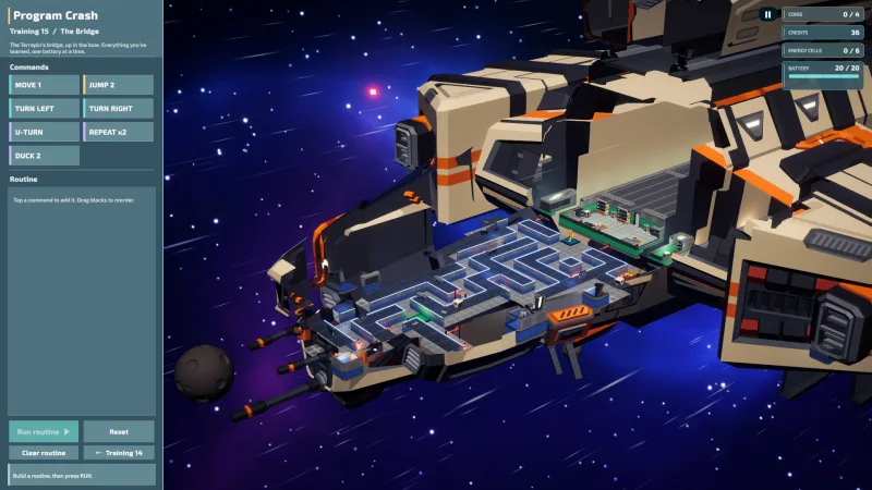 The Terrapin spacecraft floats against a starfield during the level fly-in.